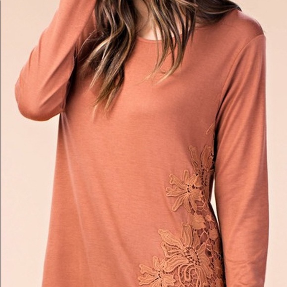 Apricot Flower Lace Patch Detail Tunic - Picture 3 of 5